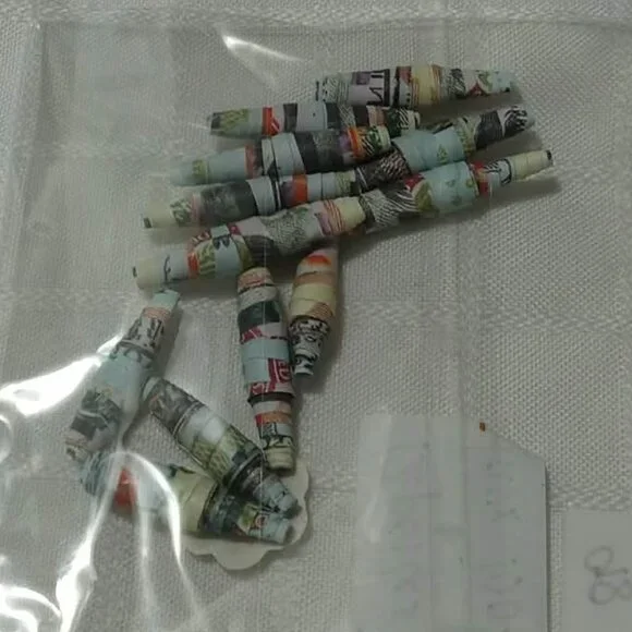 One-of-a-kind handmade/hand rolled paper beads/jewelry making/craft supplies/DIY - Picture 8 of 11